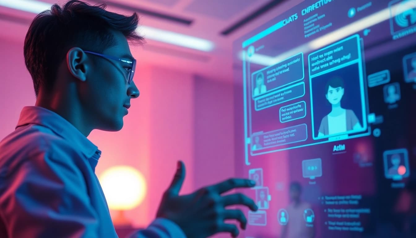Engaging interface showcasing a user interacting with sex AI chatbot in a futuristic setting.