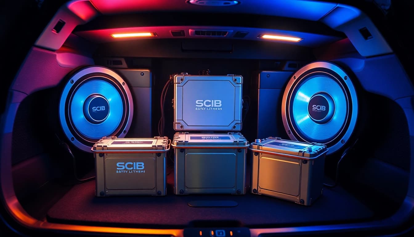 Showcase the best car stereo batteries, emphasizing the SCiB LTO lithium design and performance for car audio systems.