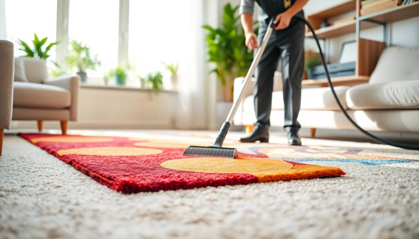 Achieve pristine Glasgow carpet cleaning with a professional team transforming a living room.