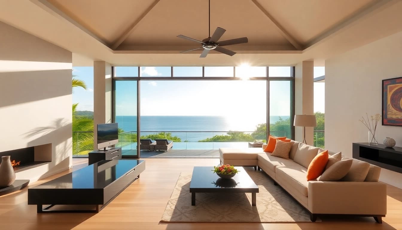 Property management Phuket services showcasing a luxurious villa setting with vibrant tropical scenery.