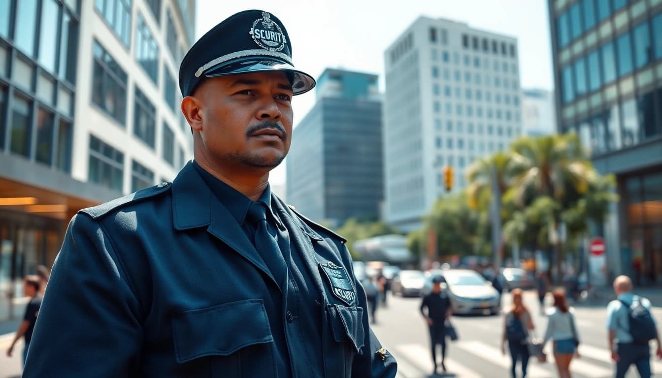 Secure private security near me monitoring an urban area for safety.