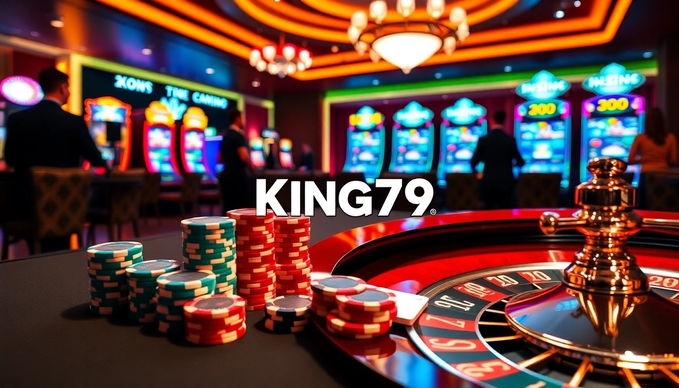 Experience the thrill of King79 with vibrant casino action at luxurious tables and slot machines.