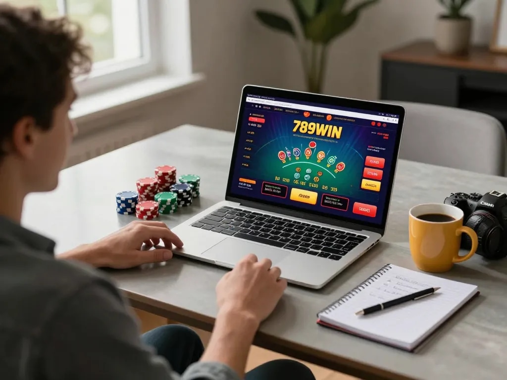 Engaging in online blackjack gameplay at 789WIN with real-time dealer, showcasing strategic betting.