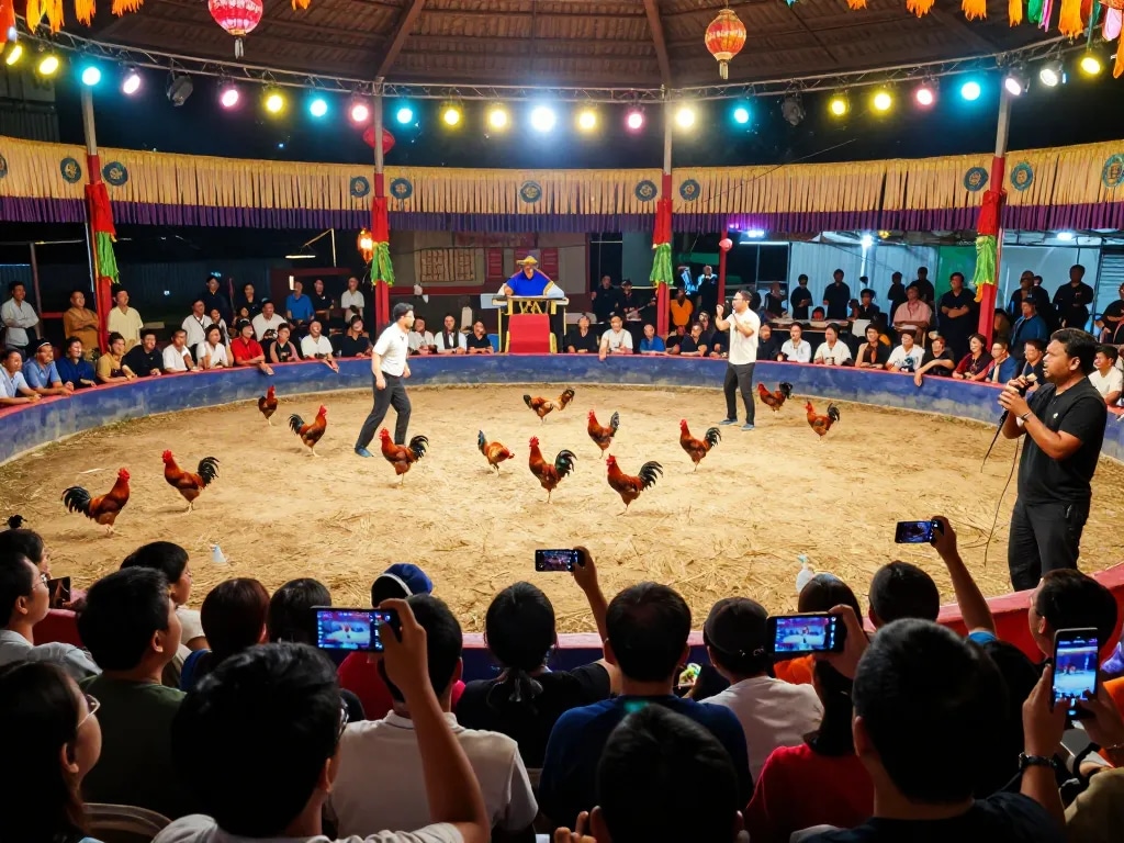 Watch live cockfighting matches at https://dagatructiep.co.uk/ with an immersive atmosphere and vibrant audience excitement.