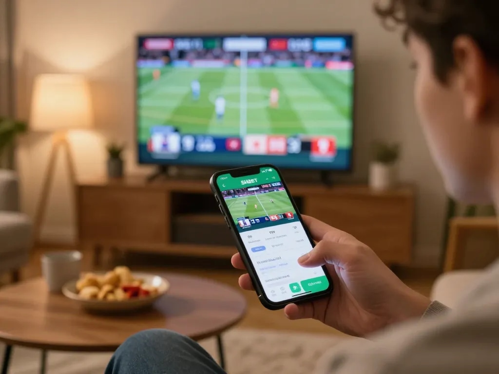 Engaging with SHBET app on smartphone for live sports betting excitement