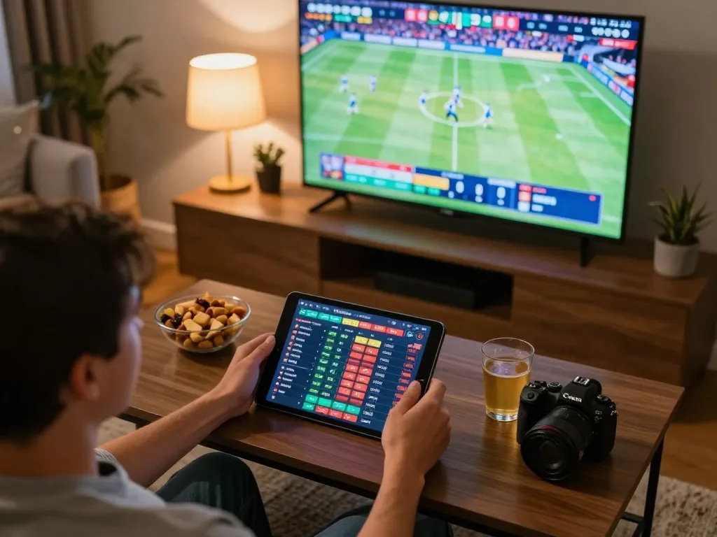 Experience thrilling betting moments with 888NEW as a person engages in online sports betting from a cozy home setup