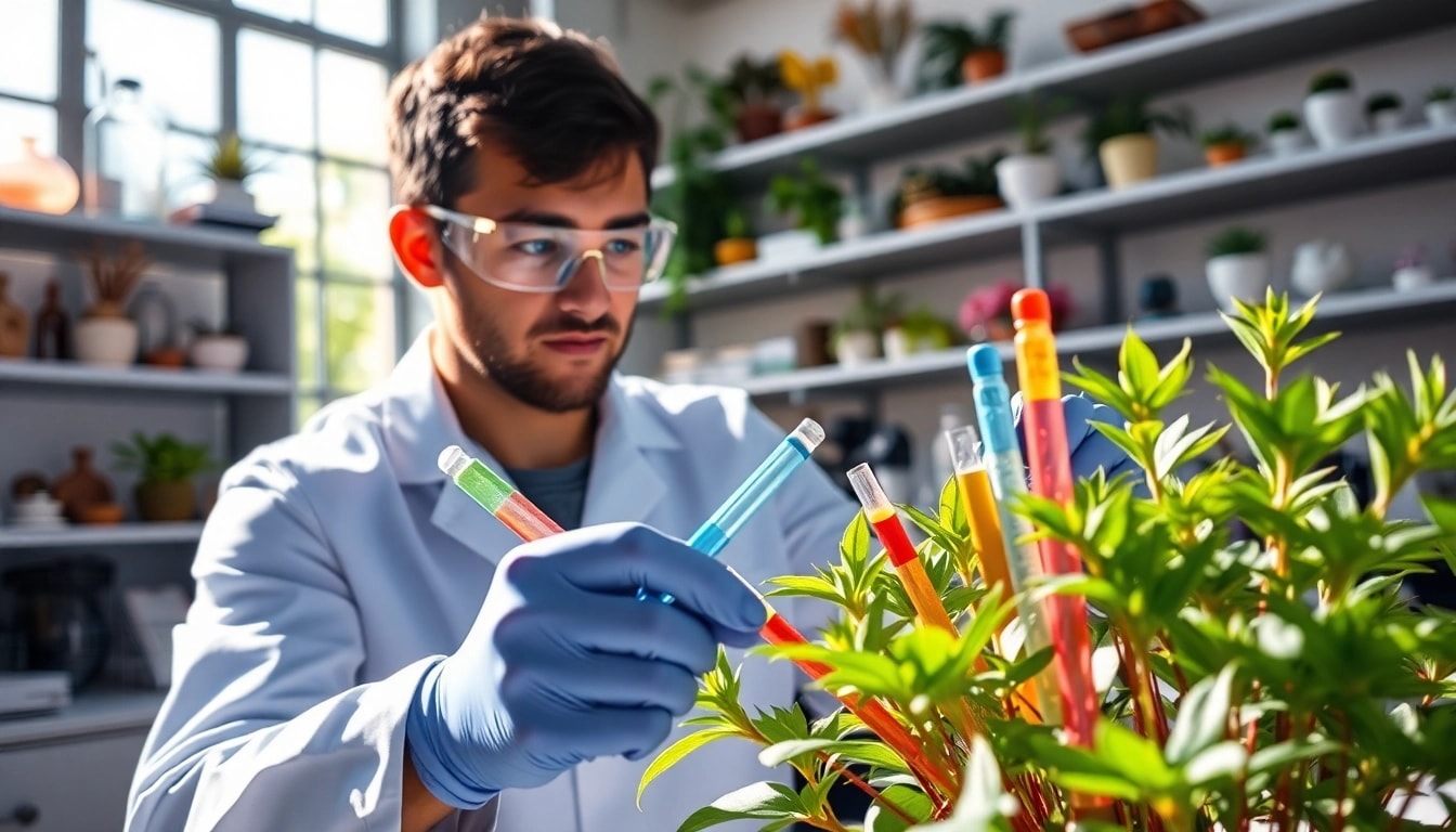Learn how to get dmt with botanical extraction techniques in a vibrant laboratory setting.