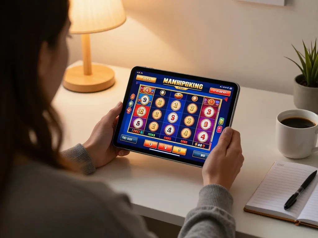 Engaging online gaming session at home showing tg88 com slot gameplay on a tablet.