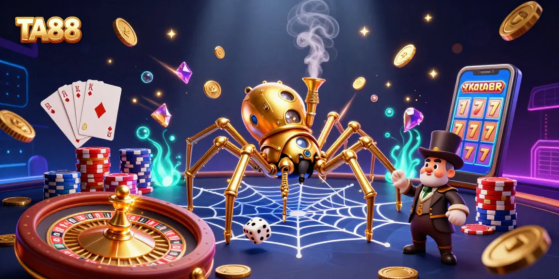Catch thrilling gambling vibes with TA88 in an immersive steampunk casino adventure illustration.