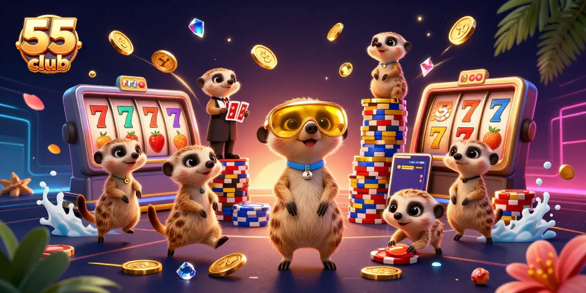 Engage in thrilling gameplay at 55 club with a vibrant meerkat casino scene full of excitement and dynamic action.