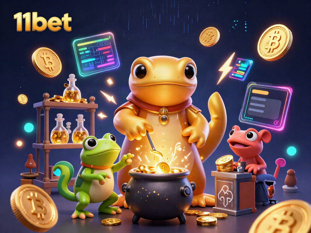 Engage with thrilling gaming experiences at 11bet featuring gold coins and a magical alchemist scene.