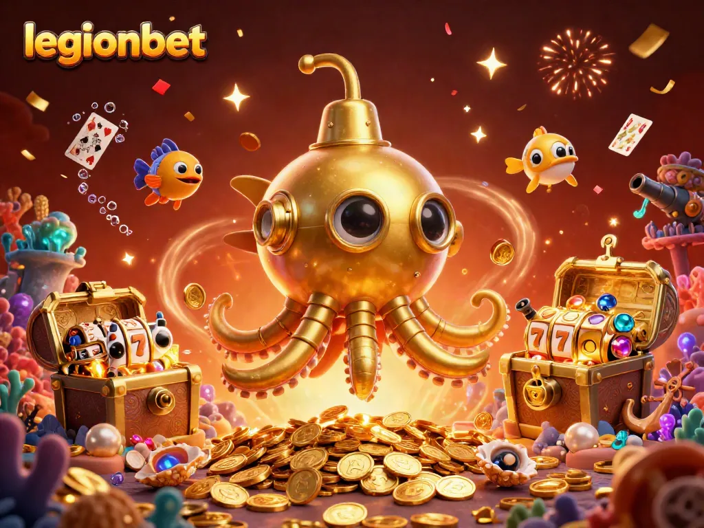 Win big at legionbet with this vibrant illustration showcasing an exciting underwater casino adventure!