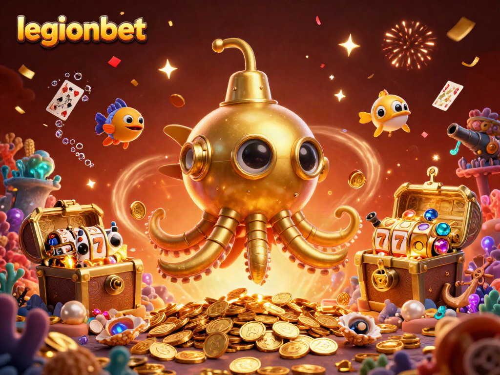 Win big at legionbet with this vibrant illustration showcasing an exciting underwater casino adventure!