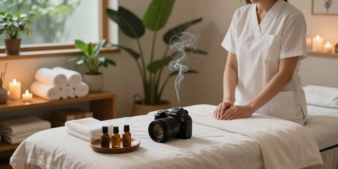 Experience soothing comfort with 분당출장마사지 in a tranquil home spa environment featuring soft lighting and calming elements.
