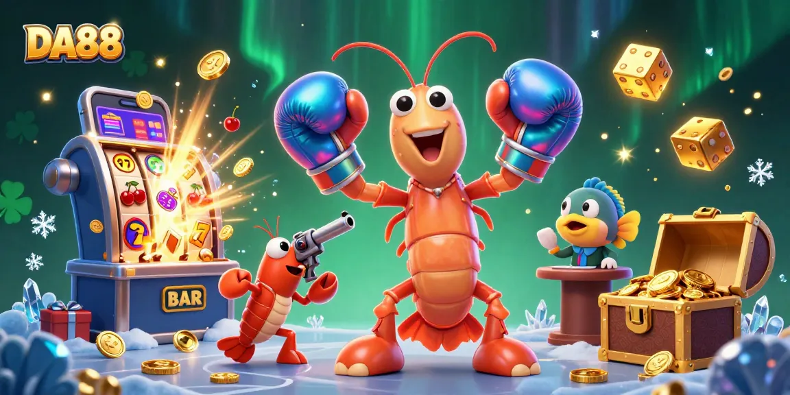 Join the DA88 gaming excitement with dynamic 3D characters celebrating jackpot wins in a vibrant casino scene.