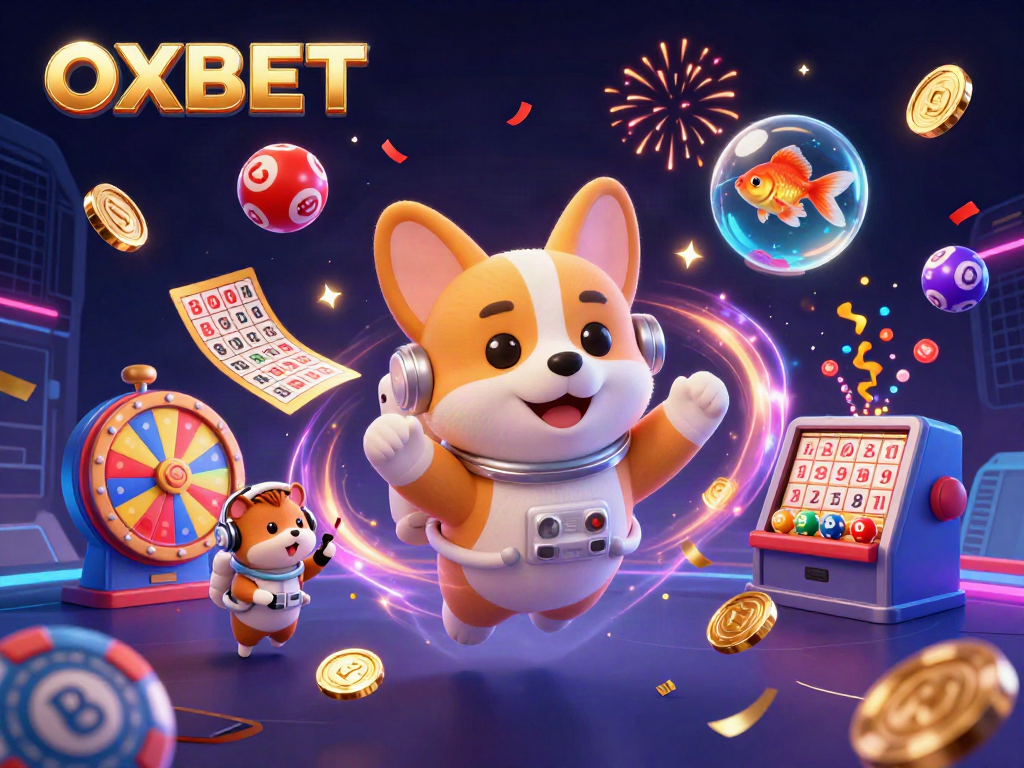 Experience OXBET's thrilling casino adventure with a whimsical 3D illustration featuring exciting gaming elements.
