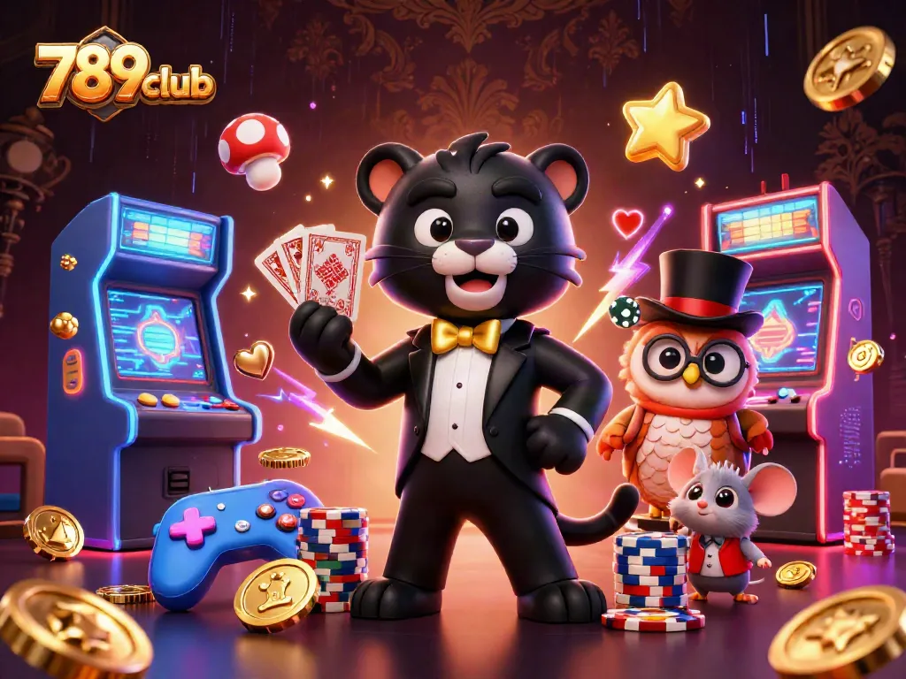 Engage with 789club's exciting casino games in a vibrant, colorful 3D scene
