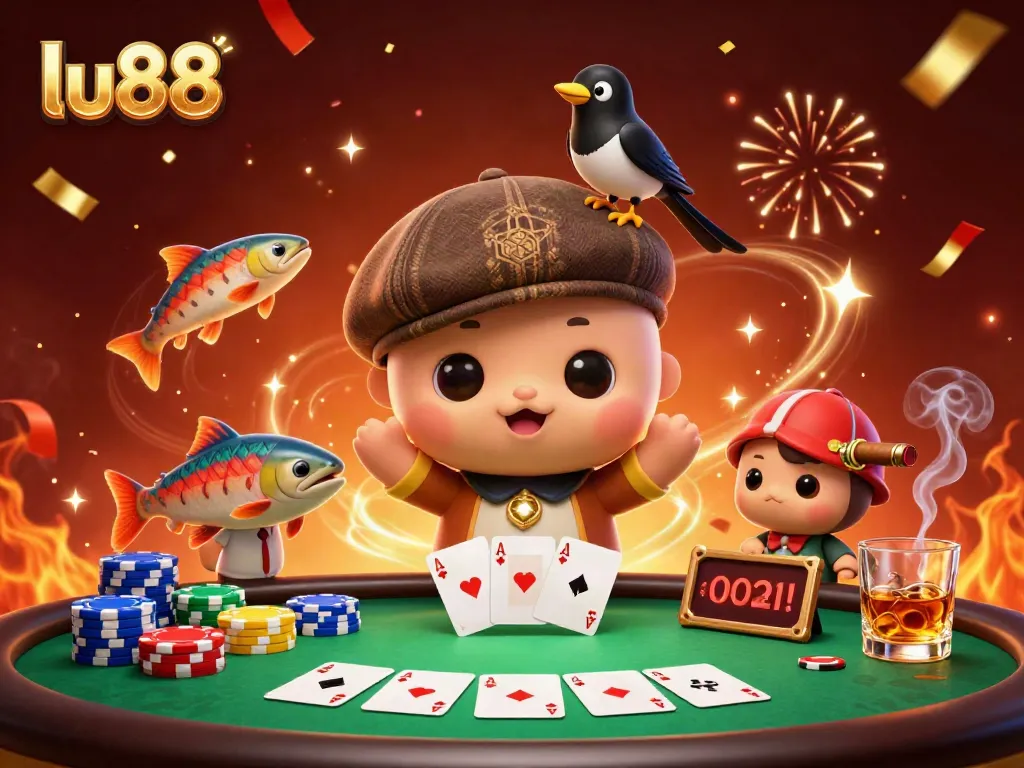 Experience thrilling moments at lu88 with fun gambling activities in a vivid 3D illustration.