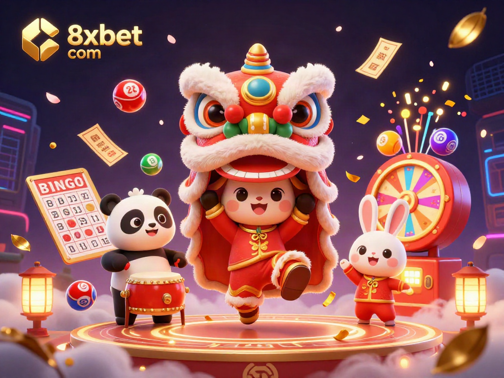 Experience vibrant gaming at 8xbet com with colorful lottery elements and entertaining characters.