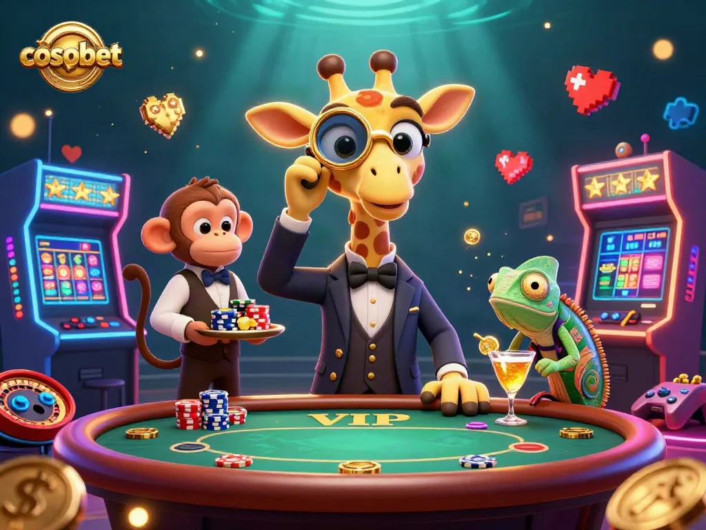 Experience winning with cosmobet as a giraffe gambler and friends enjoy casino fun.