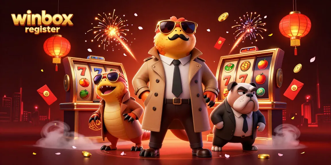 Experience the thrill of winbox register as raptors and a bulldog join in a lively casino setting.