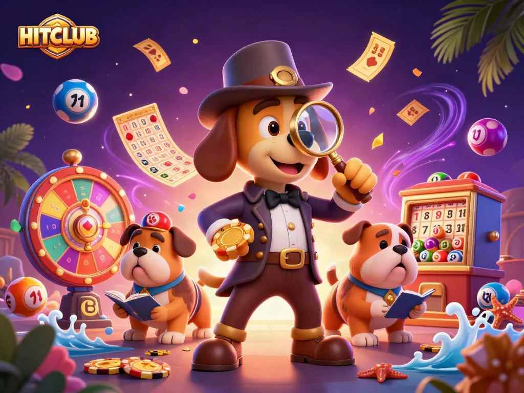 Experience HITCLUB's thrilling casino with colorful games and dynamic action in an engaging scene.