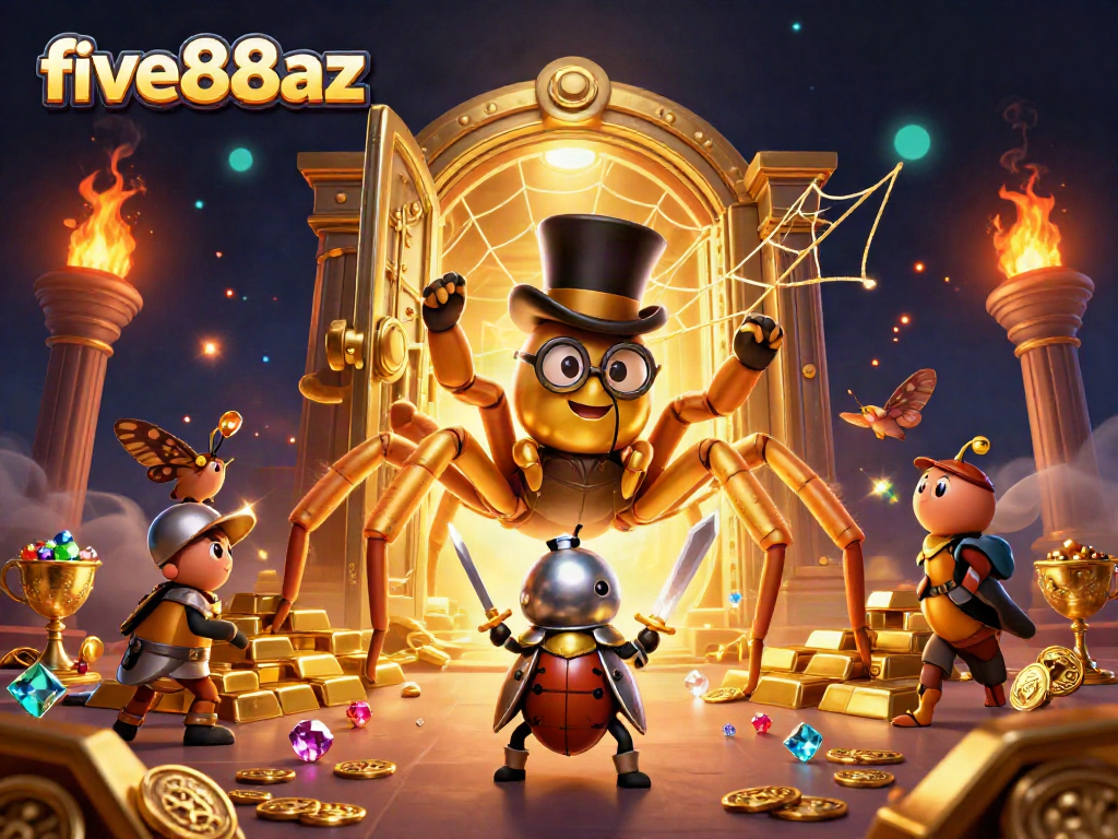 Engage with the thrilling world of five88az featuring a golden tarantula and treasure.