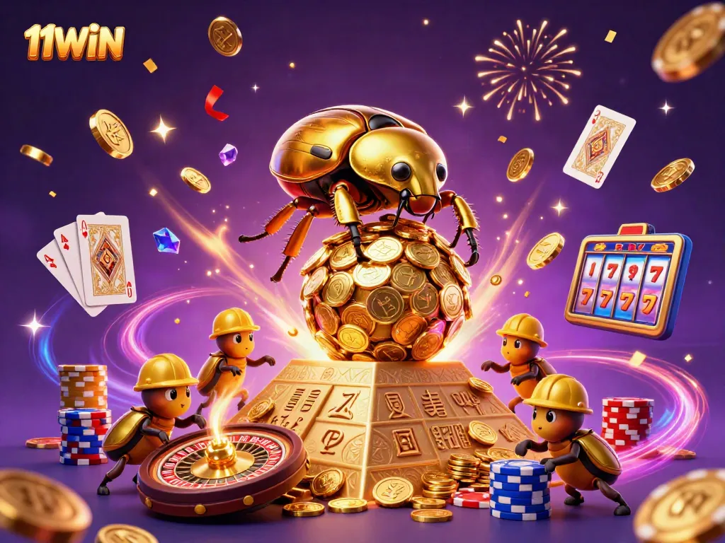 Experience thrilling wins at 11WIN, where golden coins and casino excitement collide.