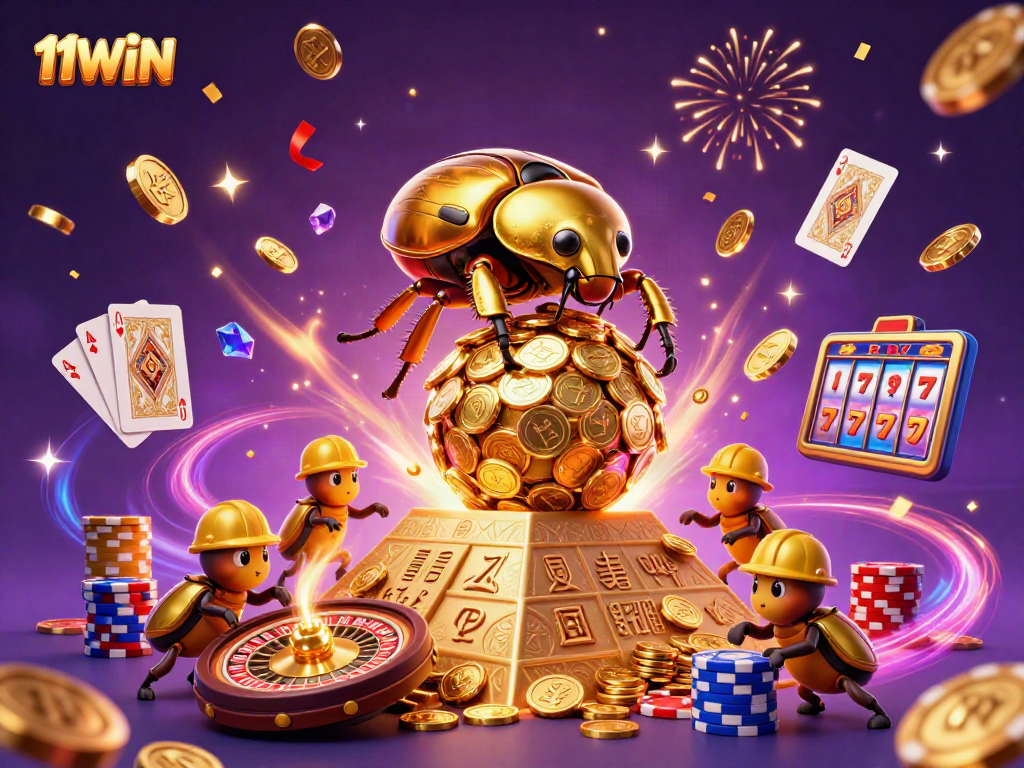 Experience thrilling wins at 11WIN, where golden coins and casino excitement collide.