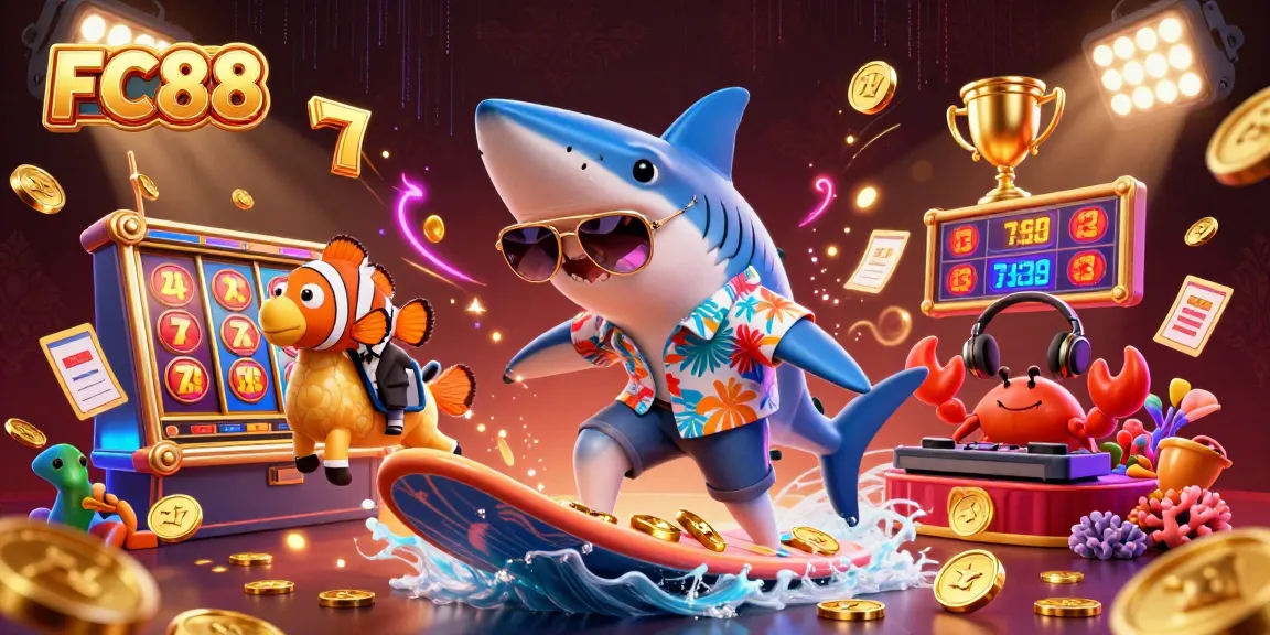 Engage with FC88's immersive casino experience featuring vibrant characters and dynamic slot game action.