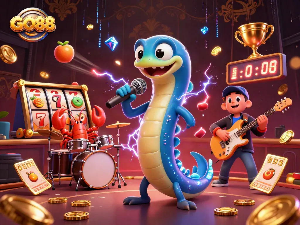 Experience the excitement of GO88 with lively characters and vibrant casino elements.