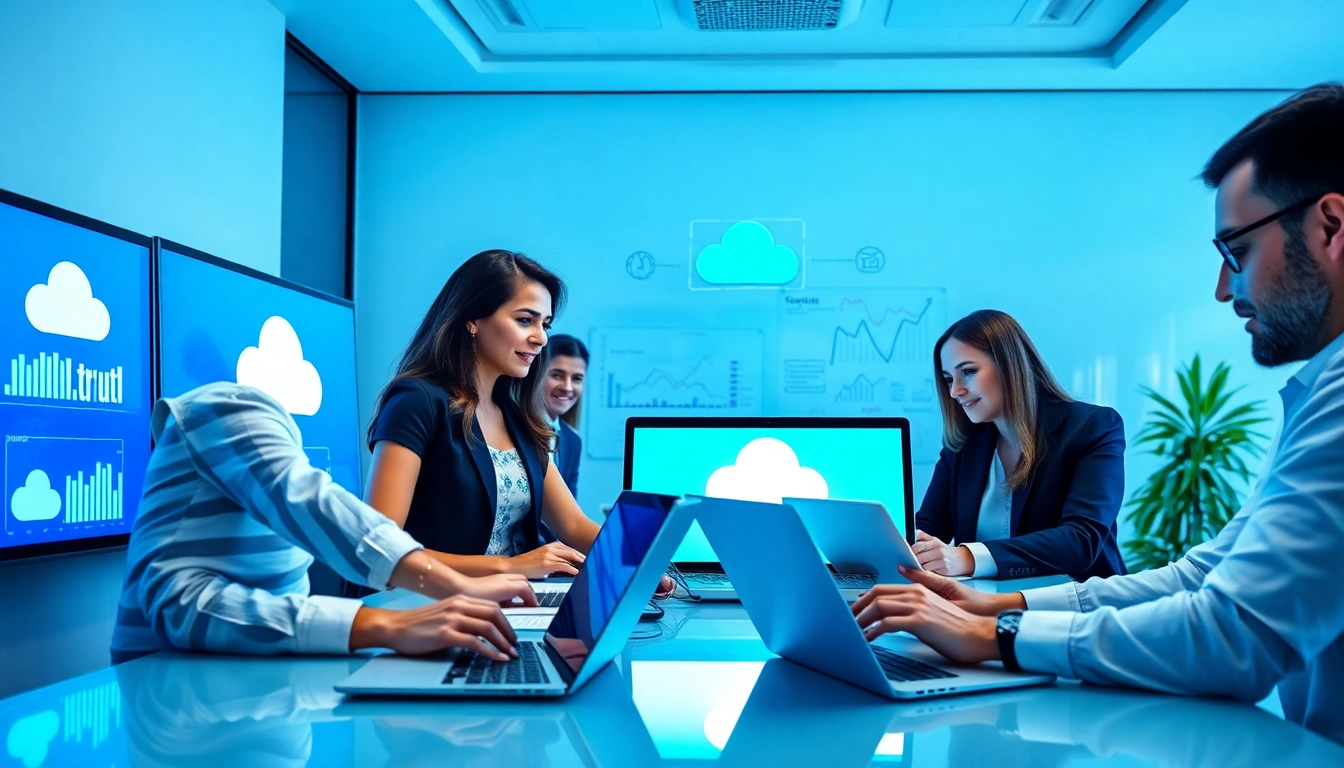 Cloud Backup Tampa professionals collaborating on digital solutions in a modern office setting.