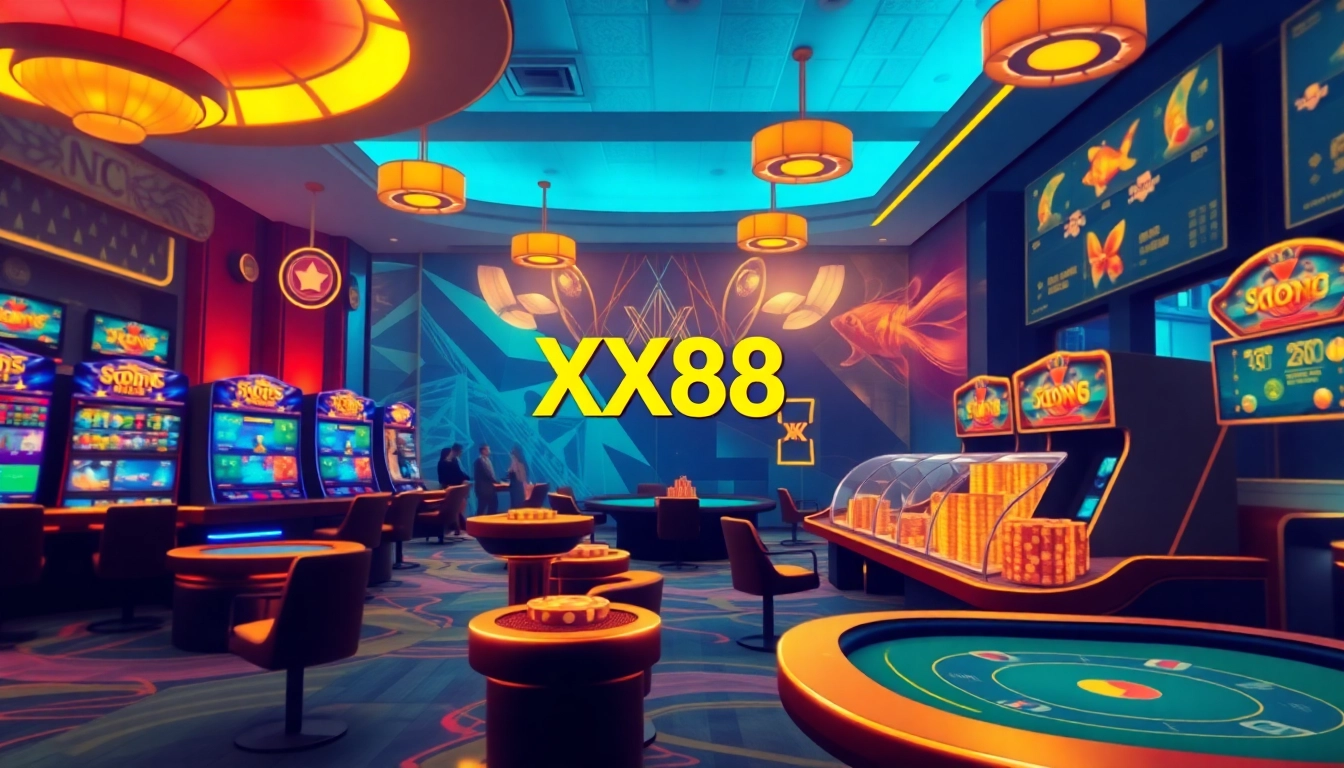 XX88 online gaming platform featuring vibrant casino visuals and interactive games.