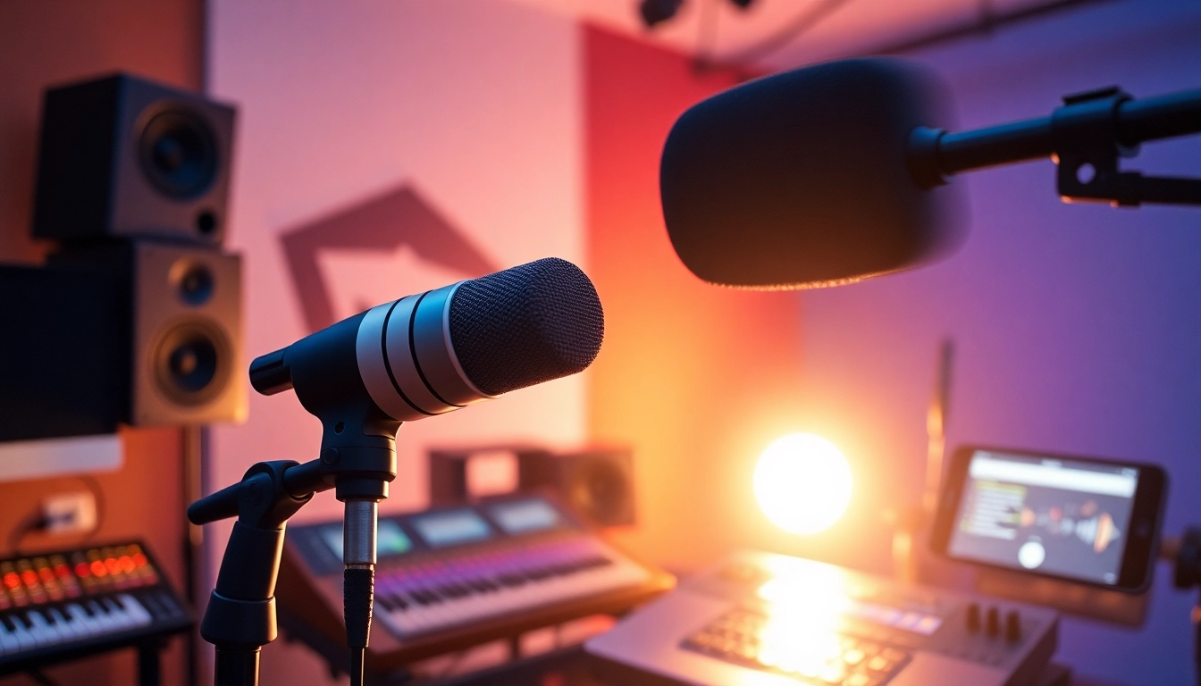 MV88 digital microphone captures high-quality audio in a modern studio setting.