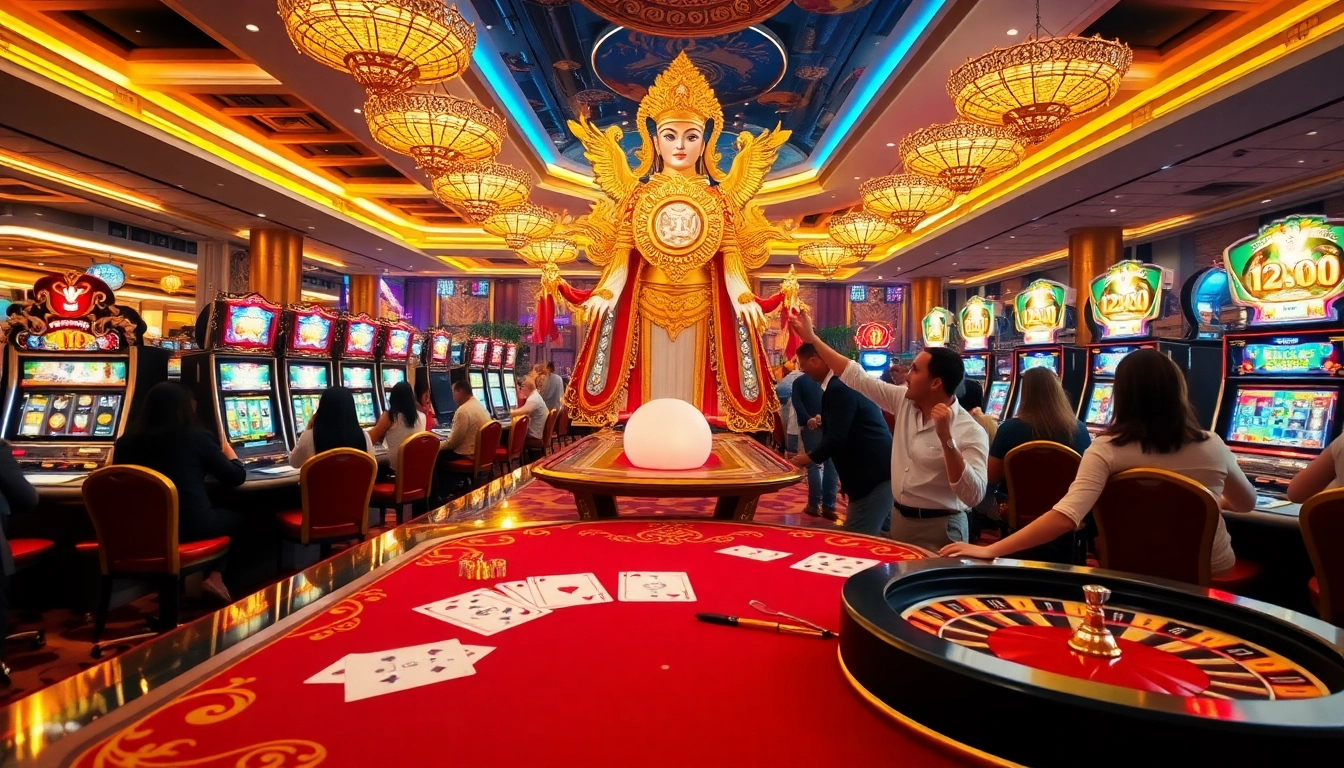Experience fortune at RAJABARONG with vibrant gaming tables and players celebrating wins.