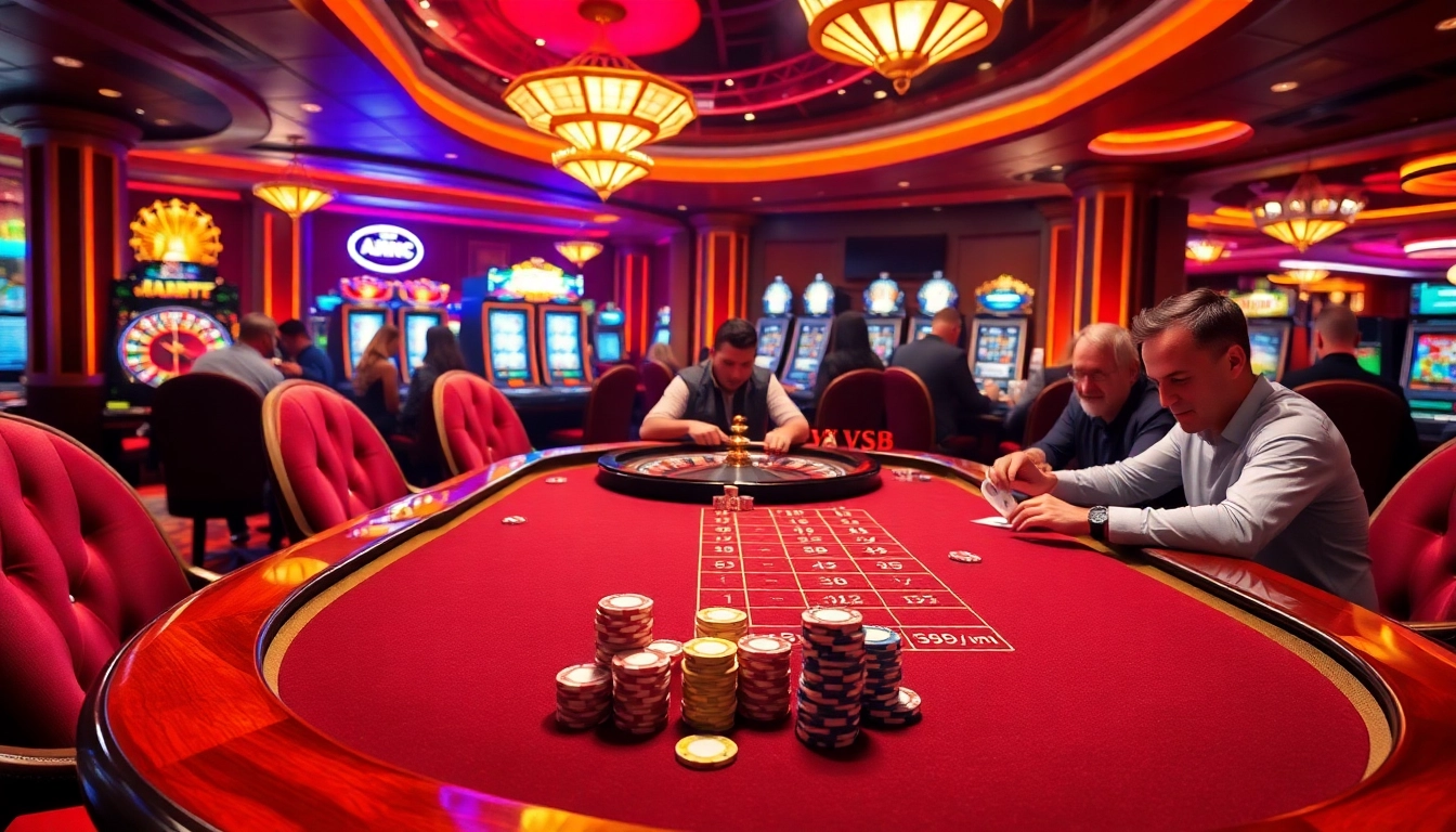 Experience the thrill of casino games at https://vsbet3.net/ with an immersive gaming atmosphere featuring players and gambling action.