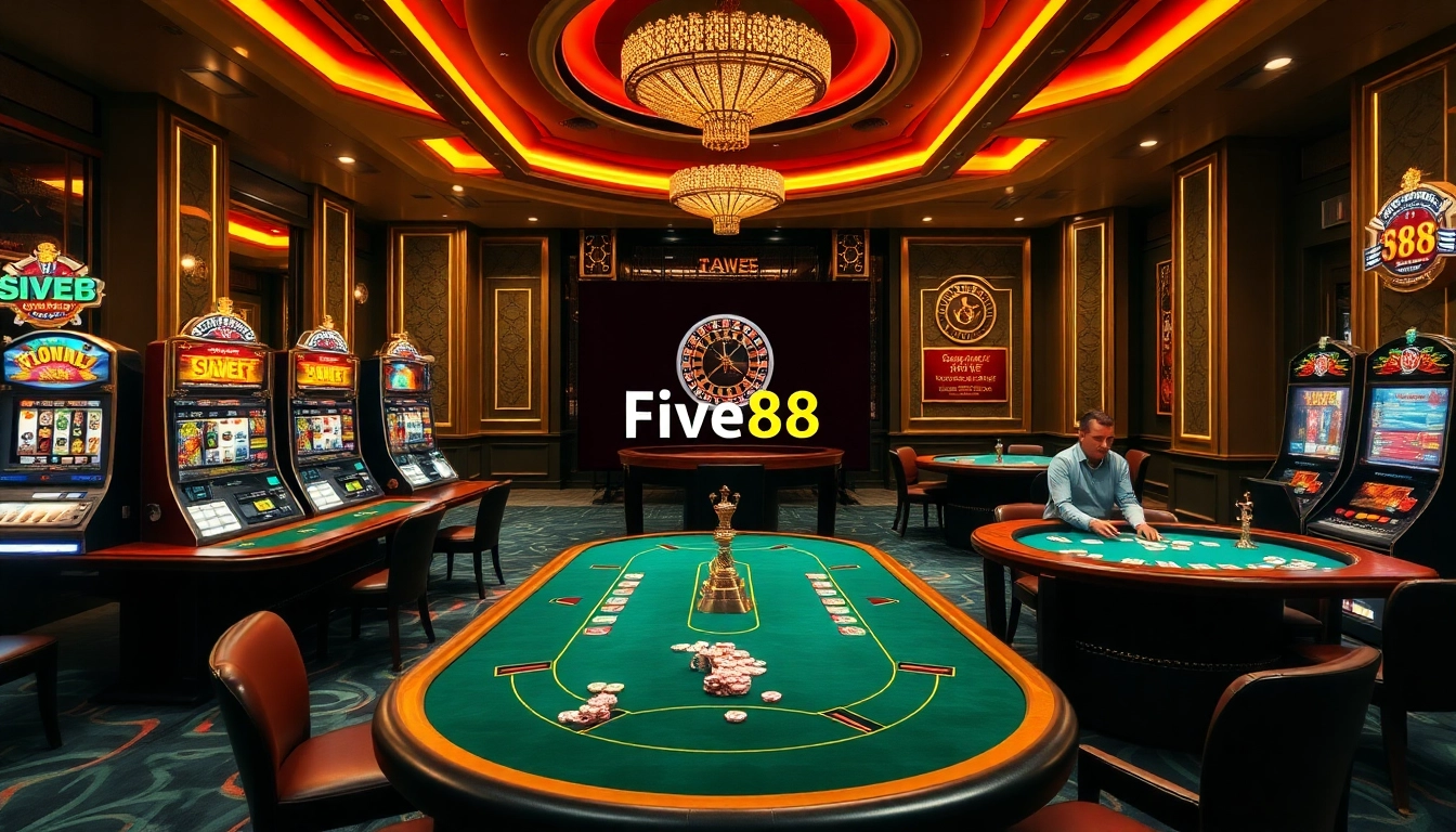 Experience thrilling gameplay at Five88 casino with exciting poker and slot machine action.