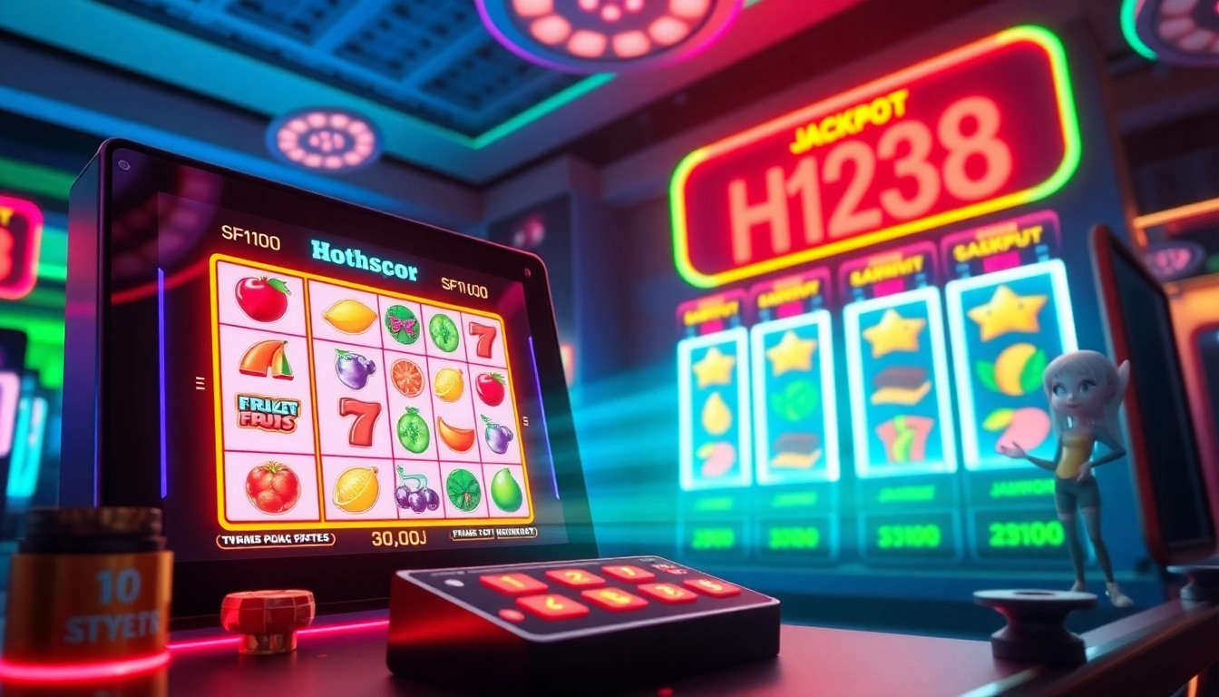 Exciting Hoki138 slot games interface, showcasing vibrant reels and jackpot wins.