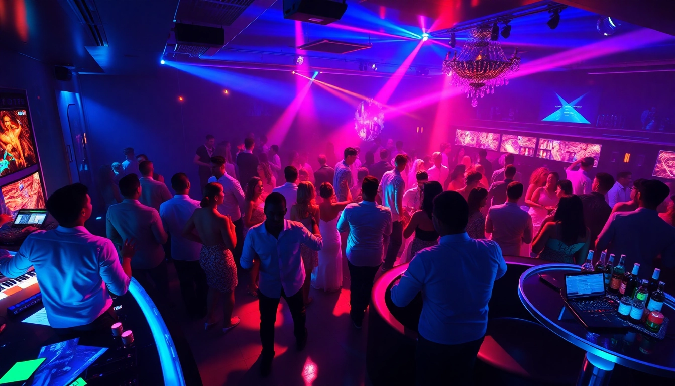 Night club sxm vibrant atmosphere with partygoers and stunning visuals at Club Noir.