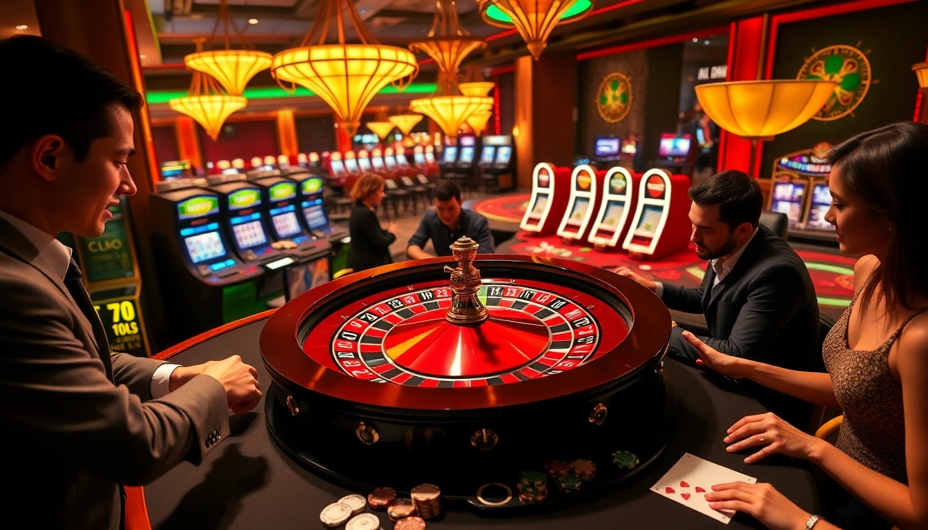 Kuwin 789 players celebrating their wins at a luxurious casino table with roulette.