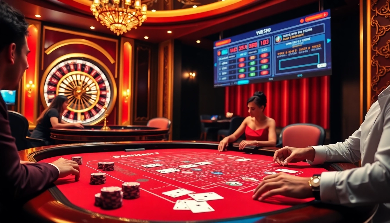 Experience excitement at an elegant baccarat table featured at https://sv88sr.com/, complete with luxurious poker chips and cards.