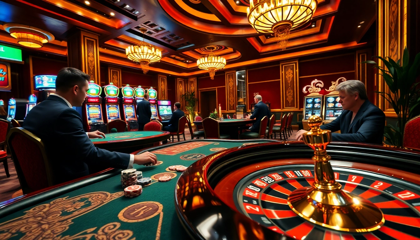RAJABARONG casino scene capturing luxury poker game excitement with vibrant decor.
