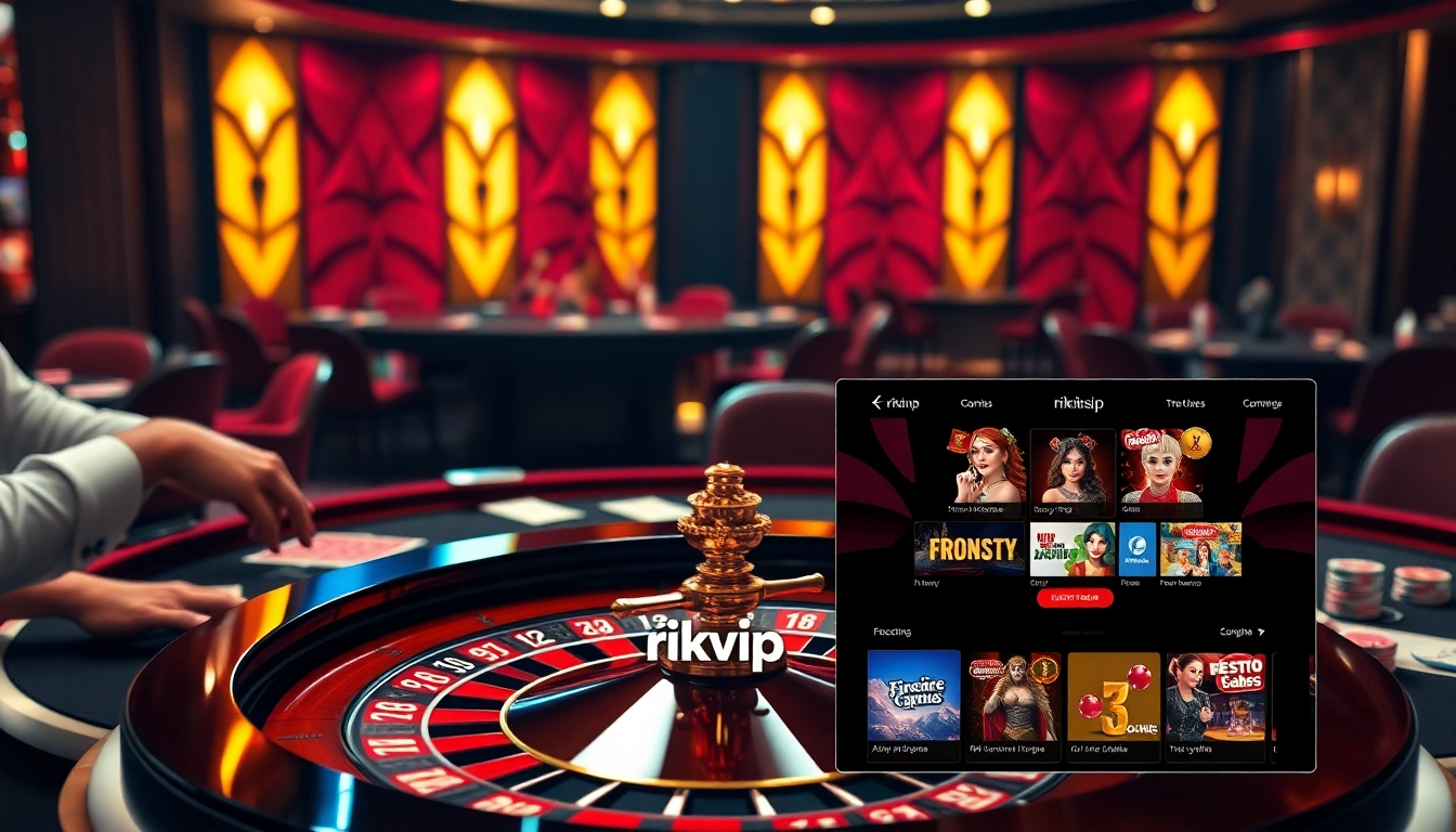 Experience the thrill of gaming at rikvip, with players actively engaged at a luxurious casino table.