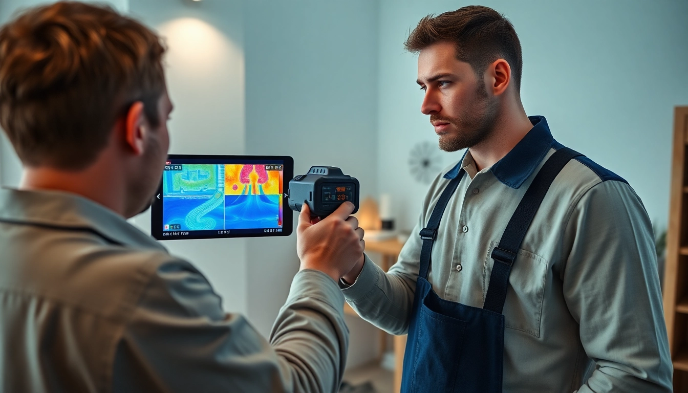 Expert leak detection services in action, showcasing a technician using thermal imaging to identify hidden water leaks.