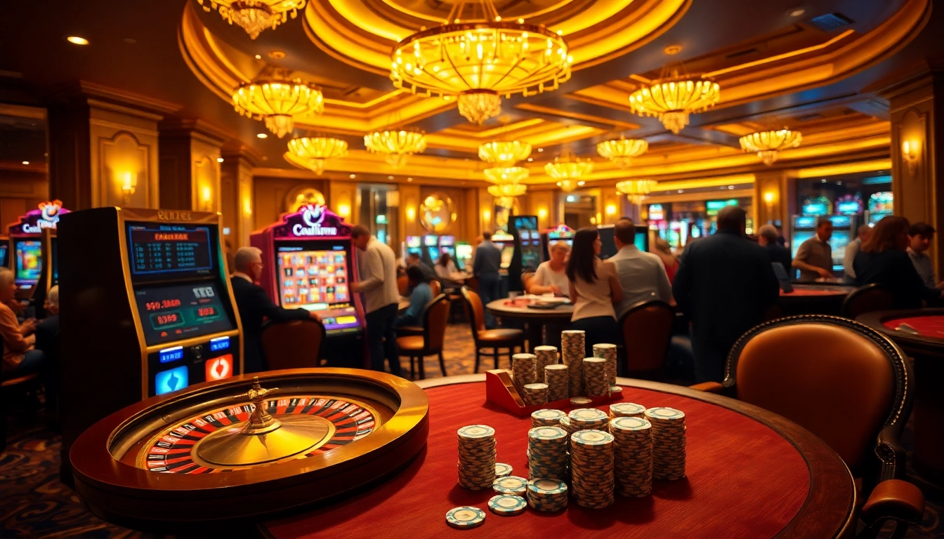 Betting excitement at the luxurious casino highlighted by https://8xx.today/ slot machines and roulette tables.