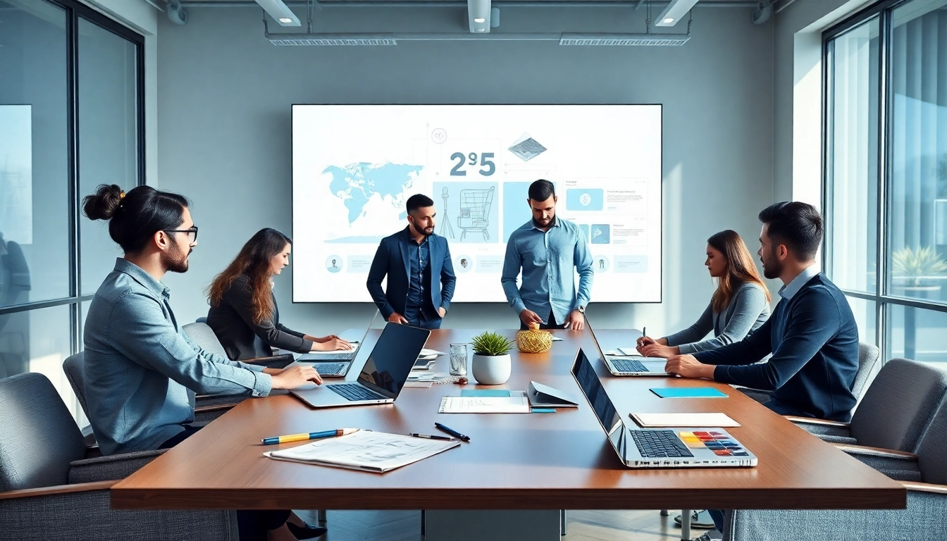 dich vu thiet ke website: Innovative web design team collaborating in a modern office