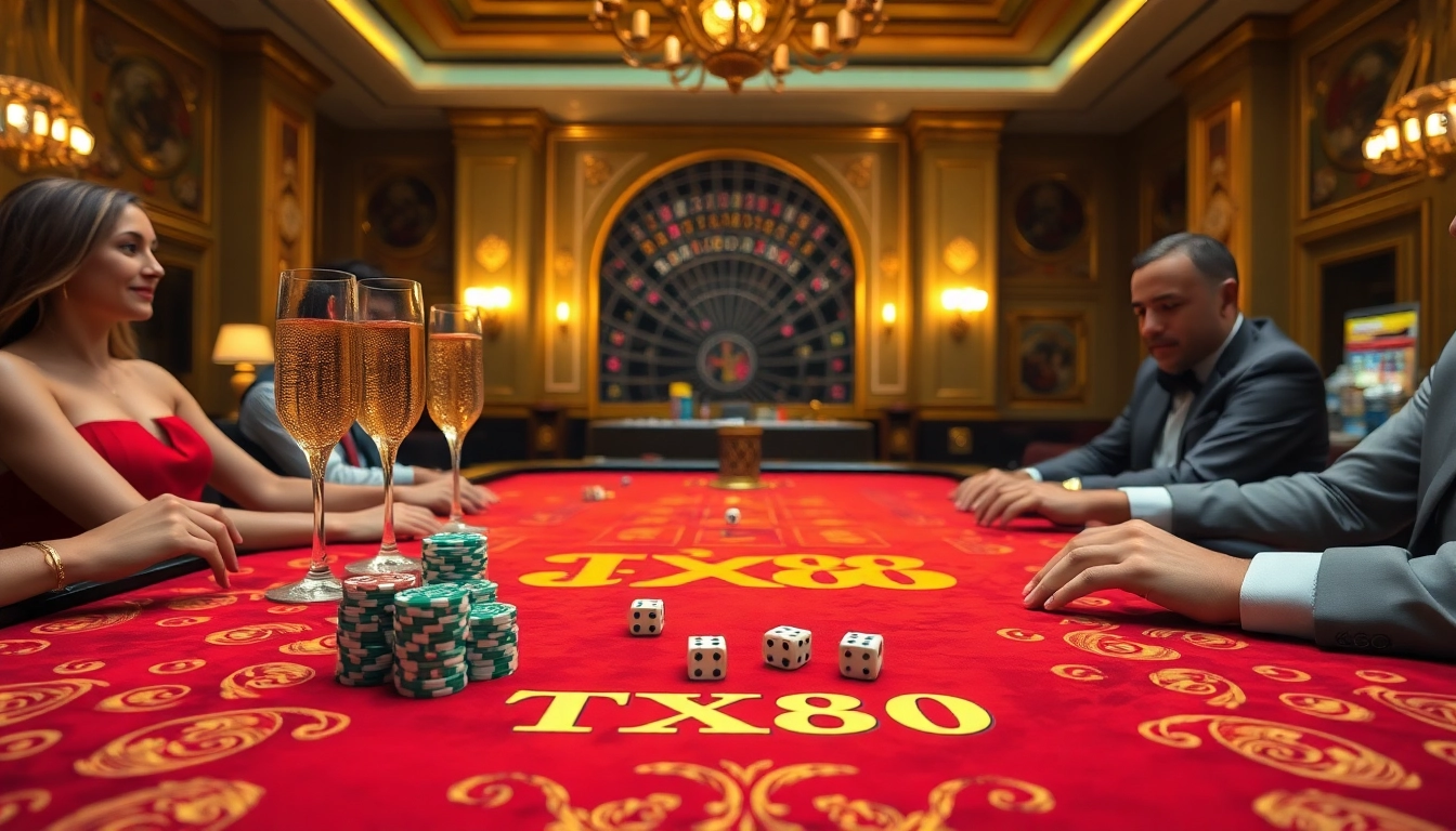 Enjoy a thrilling game at the TX88 casino table amidst an elegant setting.