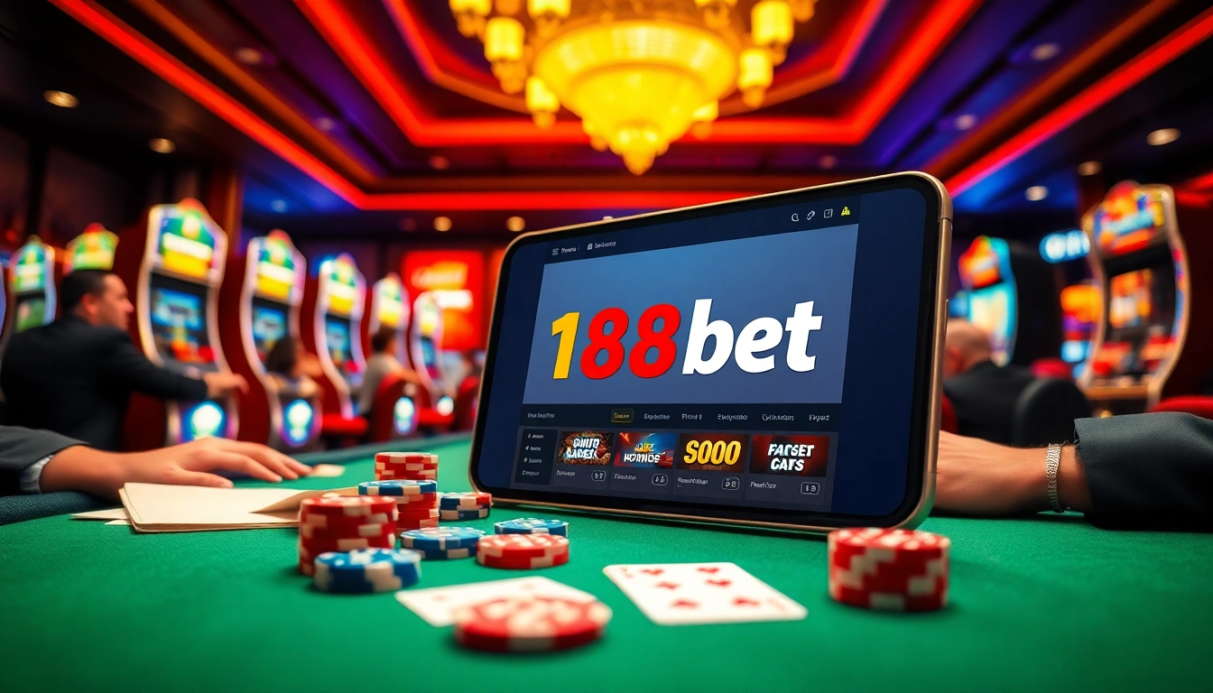 Experience the thrill of gambling with 188bet's engaging online betting interface at a luxurious casino.