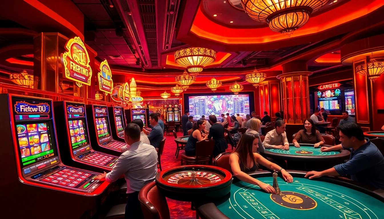 11UU players engaging with exciting slot machines in a luxurious casino setting.