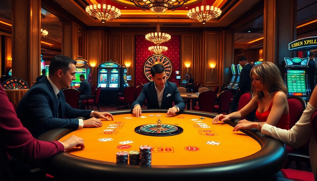 Players enjoying an exciting poker game at https://xx88.pizza/ with vibrant casino elements.